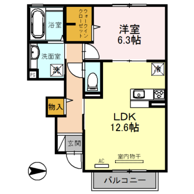 東大阪市末広町のアパートの間取り