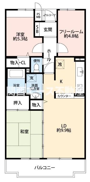 河内長野市大矢船西町のマンションの間取り