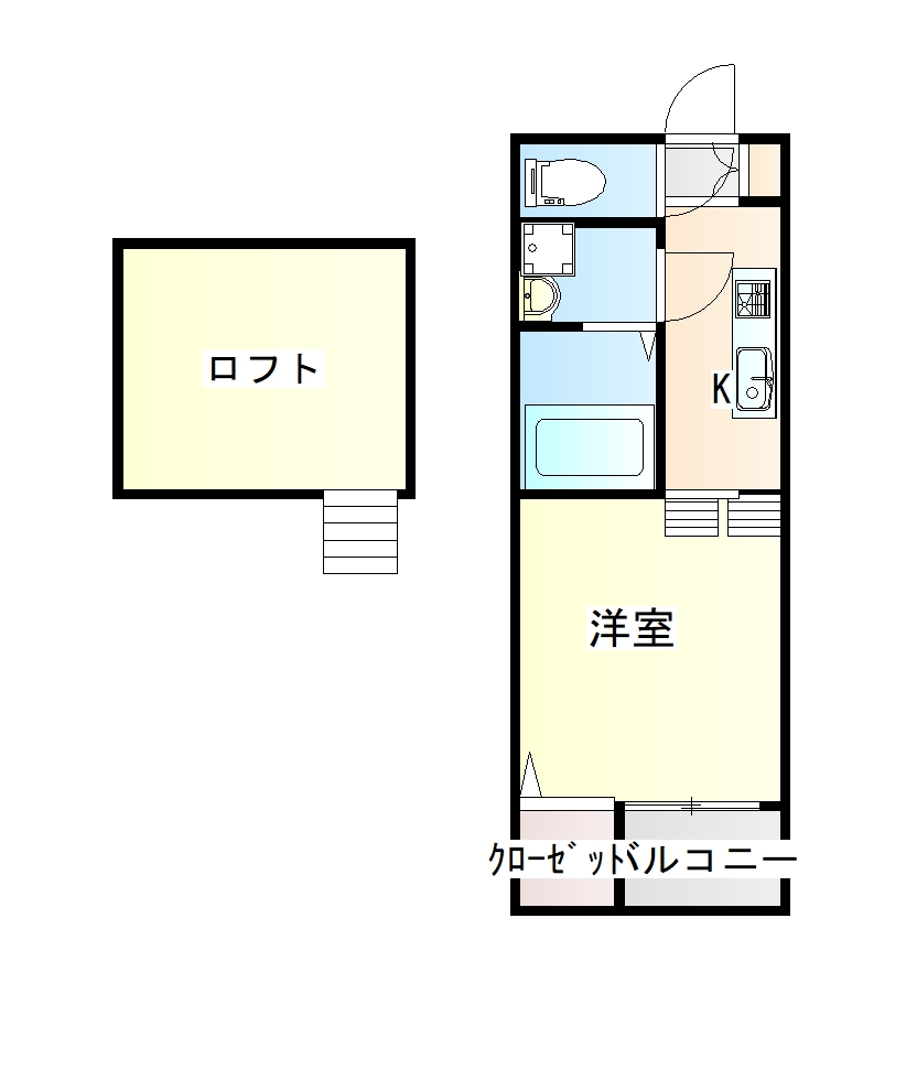 仙台市若林区六丁の目西町のアパートの間取り