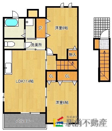 久留米市北野町高良のアパートの間取り