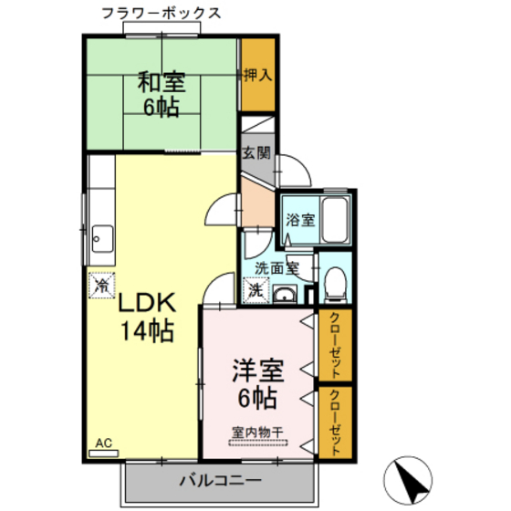 安芸郡熊野町萩原のアパートの間取り