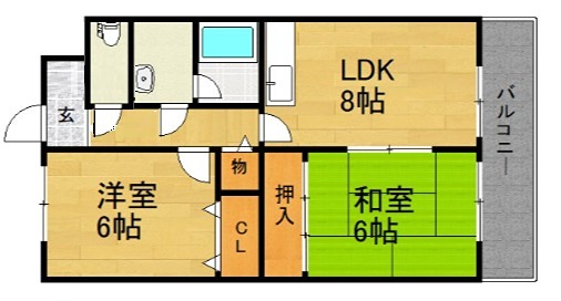 京都市右京区西京極三反田町のマンションの間取り