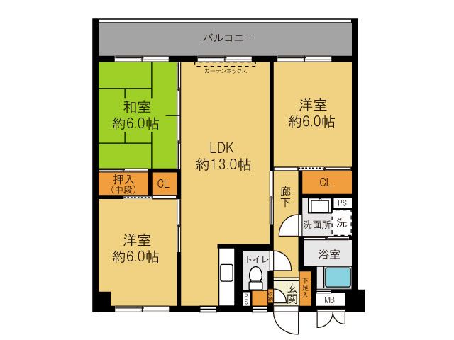 福岡市南区柳瀬のマンションの間取り