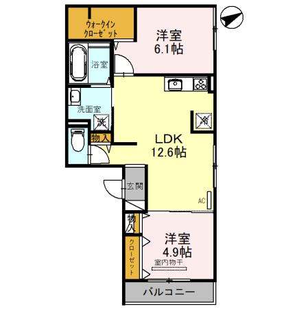 八尾市太田のアパートの間取り