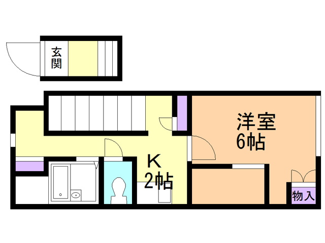 函館市青柳町のアパートの間取り