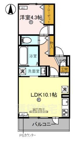 京都市北区上賀茂高縄手町のアパートの間取り