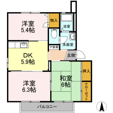 ボヌール羽屋Fの間取り