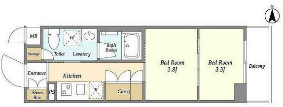 新宿区中落合のマンションの間取り