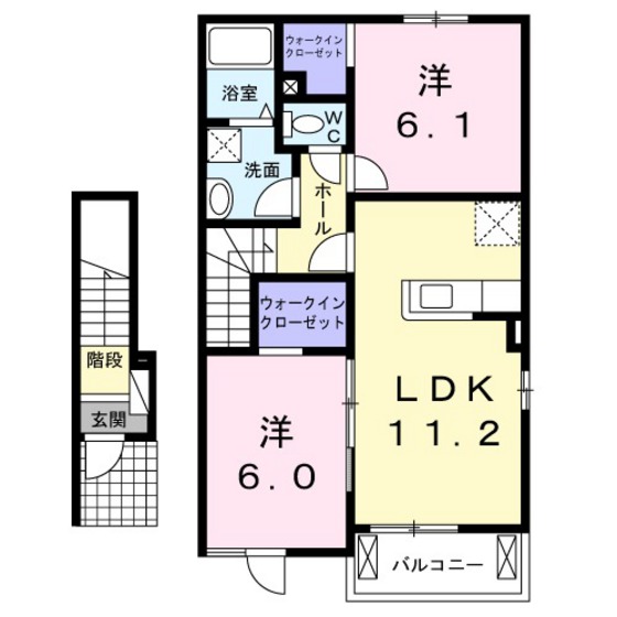 岡山市北区御津宇垣のアパートの間取り