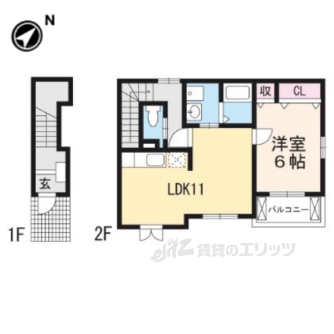 【甲賀市甲南町深川市場のアパートの間取り】