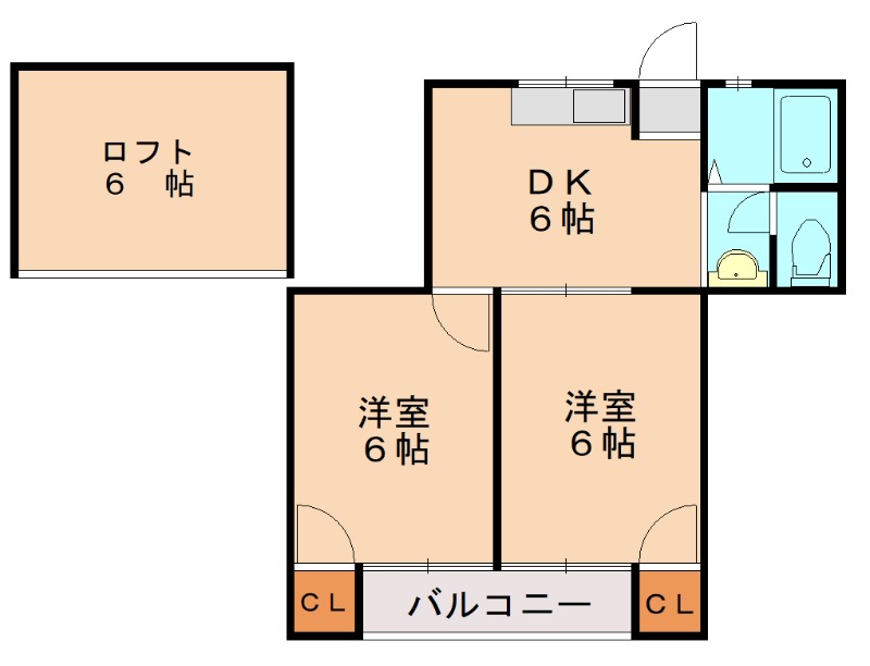 福岡市東区香椎駅東のアパートの間取り