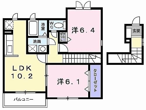 栃木市岩舟町静のアパートの間取り