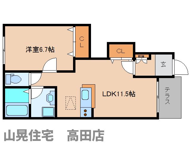 大和高田市大字土庫のアパートの間取り