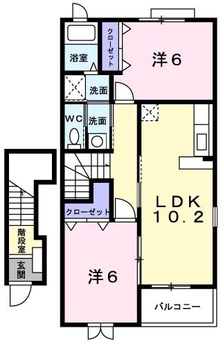 神戸市西区押部谷町木幡のアパートの間取り