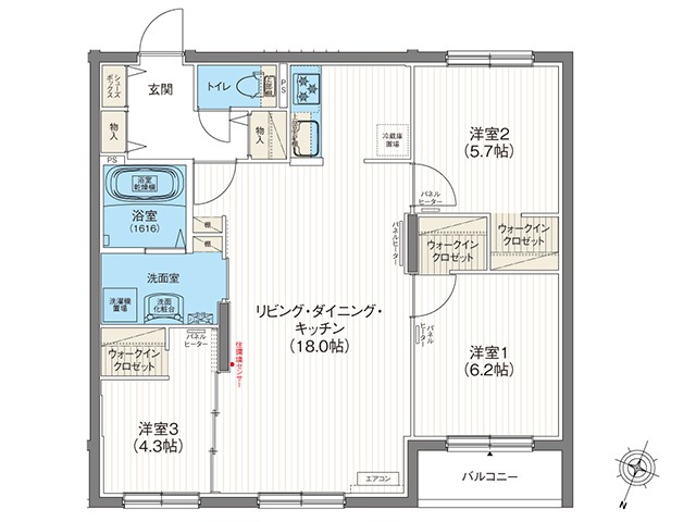 札幌市厚別区厚別南のマンションの間取り