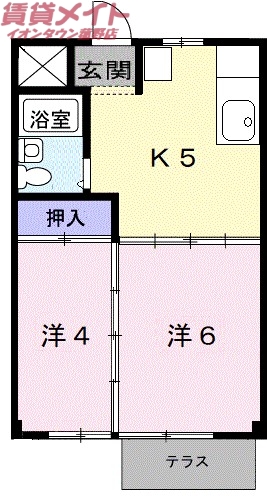 いなべ市北勢町麻生田のアパートの間取り