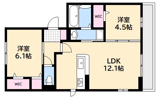 広島市佐伯区三筋のアパートの間取り