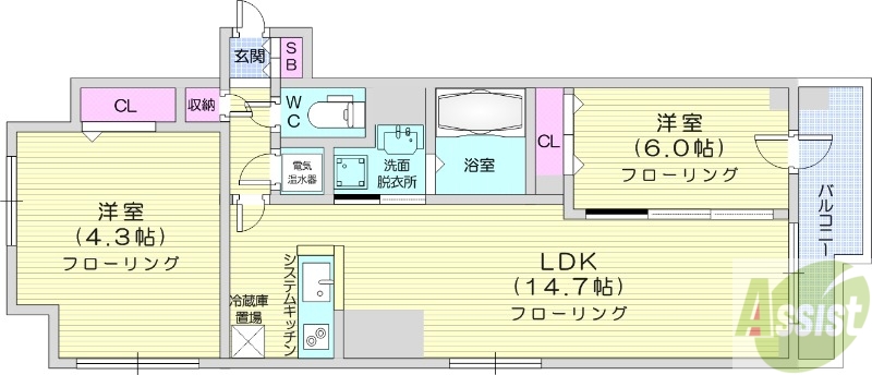 アルファタワー札幌南4条の間取り