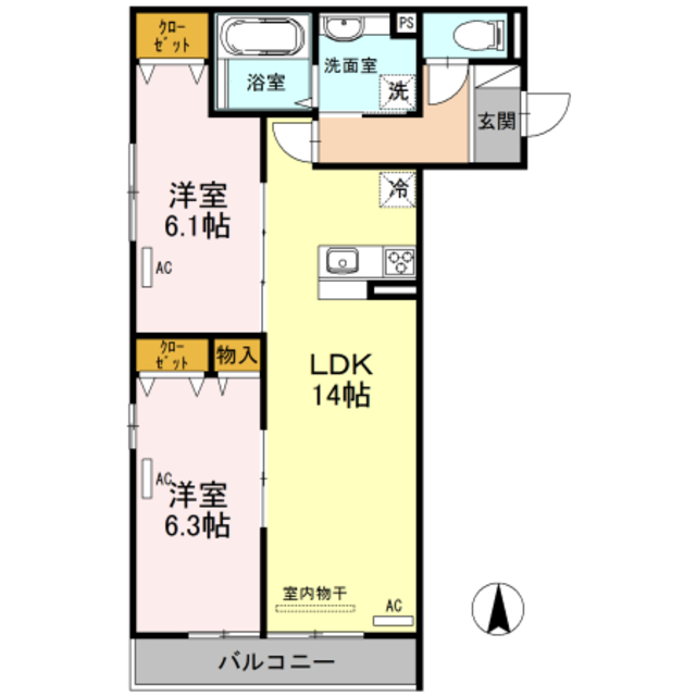 【カーサ 堺 南花田 D-roomの間取り】