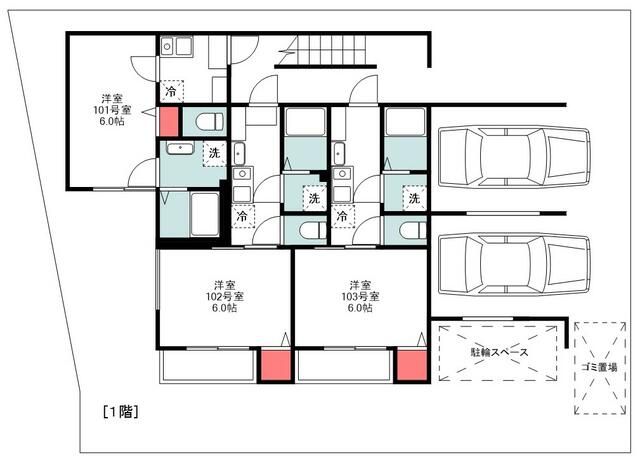 越谷市北越谷のアパートの間取り