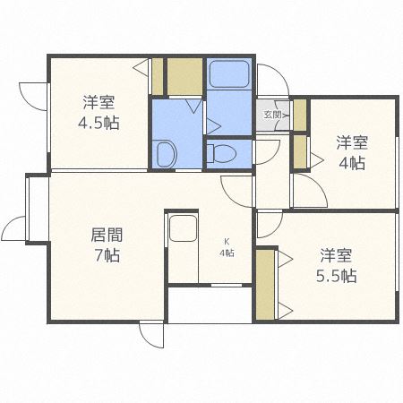 札幌市北区篠路四条のアパートの間取り