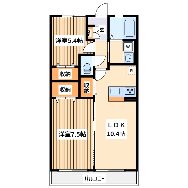 大和市下鶴間のアパートの間取り