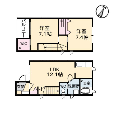 笠岡市十一番町のアパートの間取り