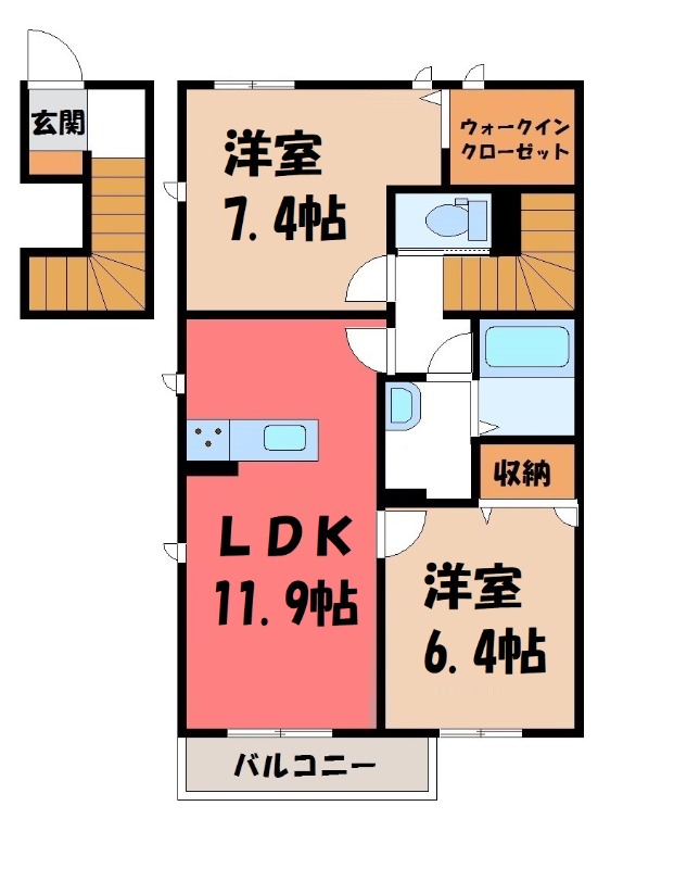 太田市東新町のアパートの間取り