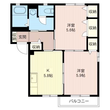 【那須塩原市西朝日町のアパートの間取り】