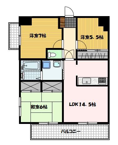 長崎市樺島町のマンションの間取り