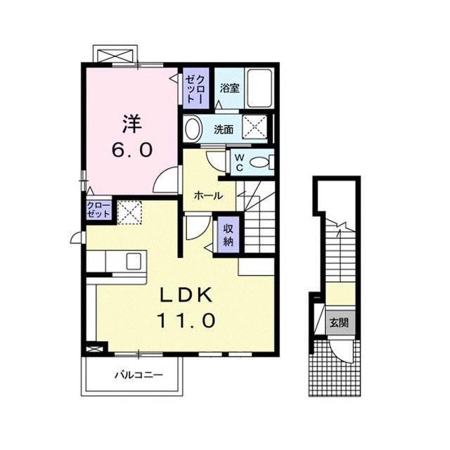 【福山市沖野上町のアパートの間取り】