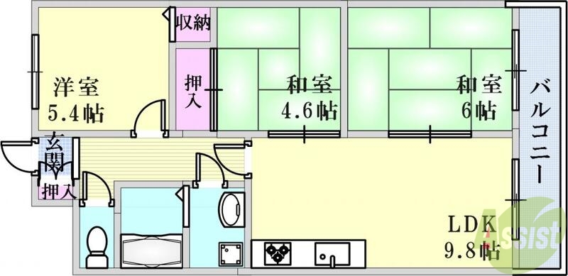 【神戸市長田区明泉寺町のマンションの間取り】