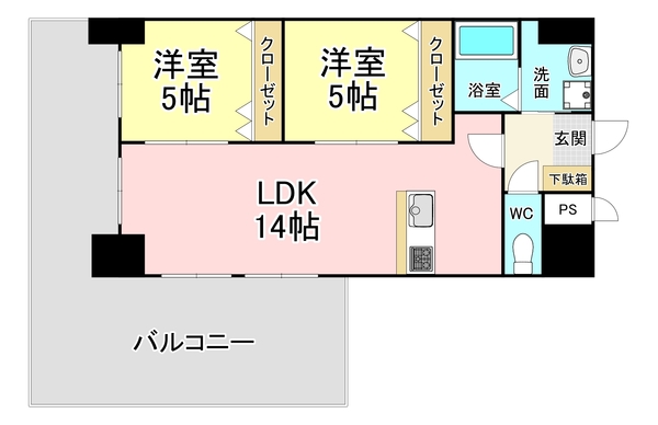 北九州市小倉北区馬借のマンションの間取り