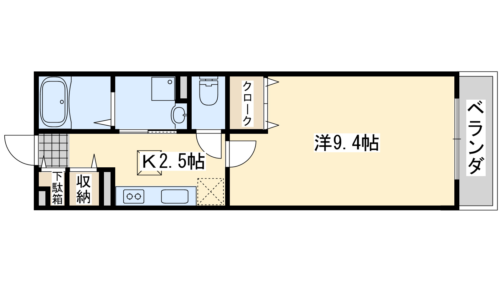 泉南市樽井のアパートの間取り