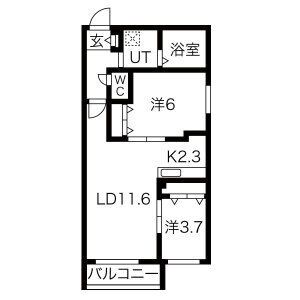 札幌市豊平区月寒西一条のマンションの間取り