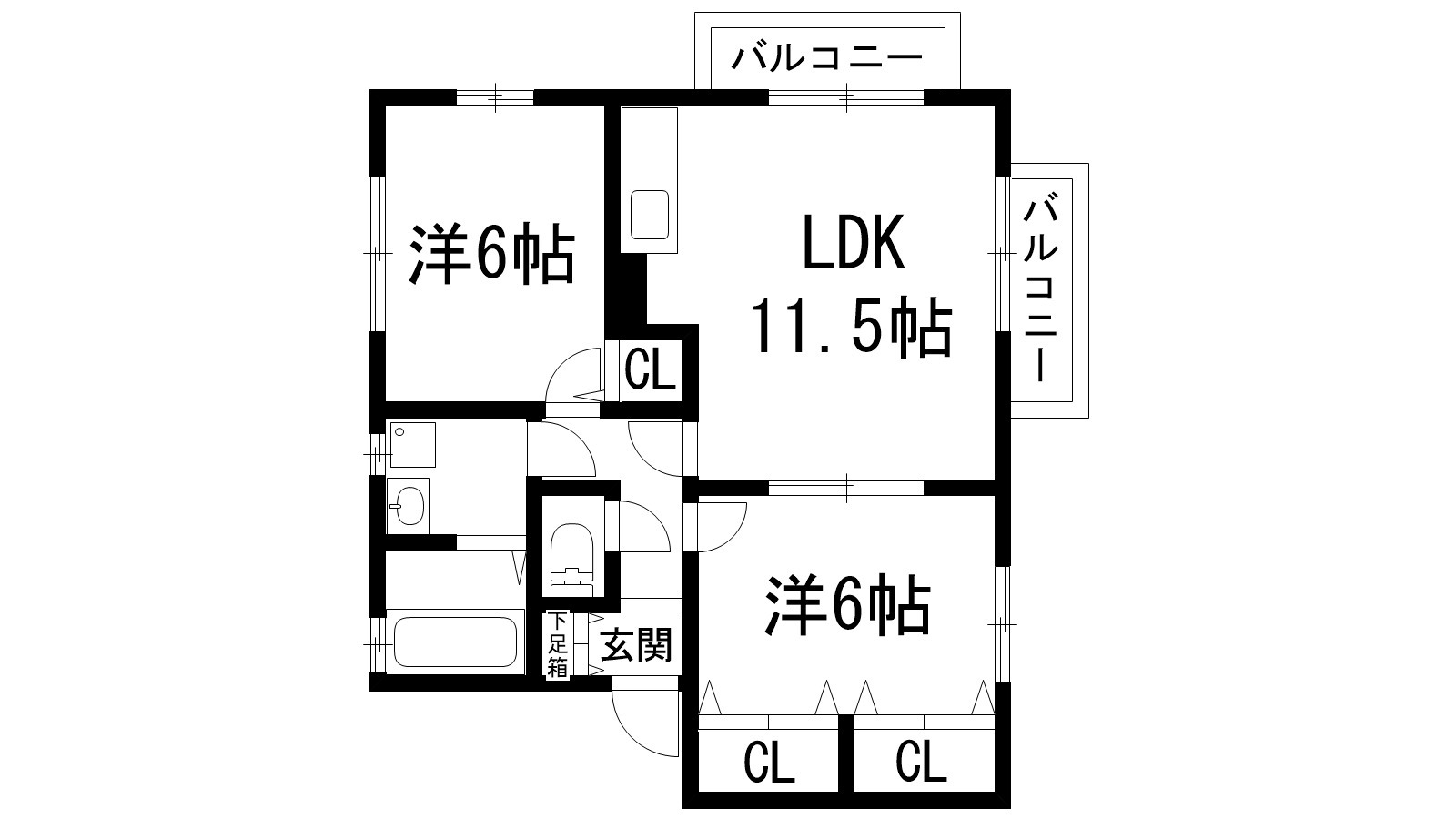 【宝塚市高松町のアパートの間取り】