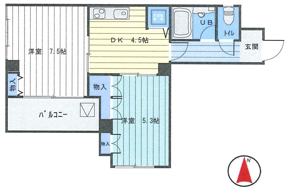 神戸市灘区福住通のマンションの間取り