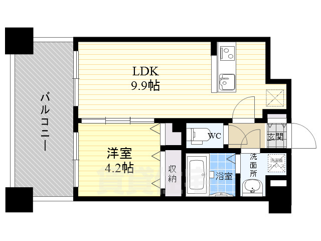 福岡市中央区港のマンションの間取り