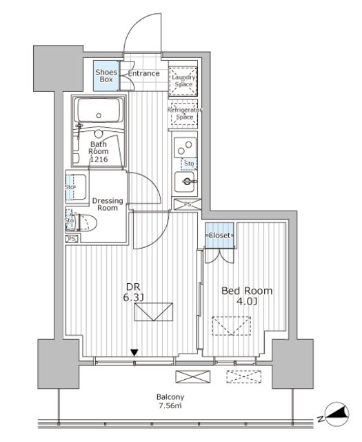 【市川市市川のマンションの間取り】