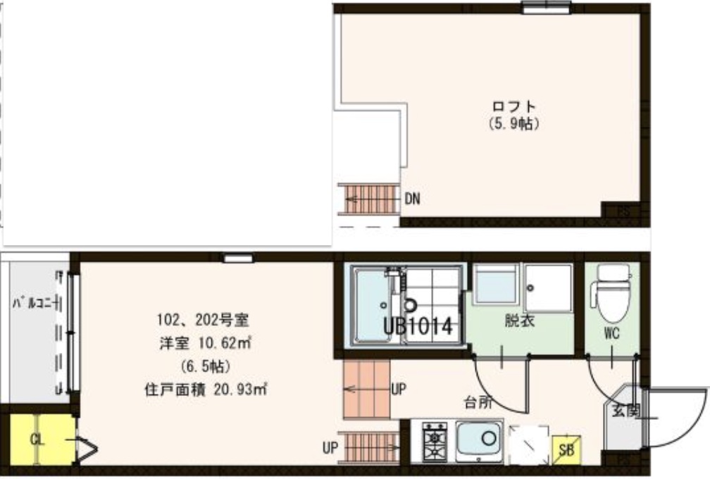 豊中市宝山町のアパートの間取り