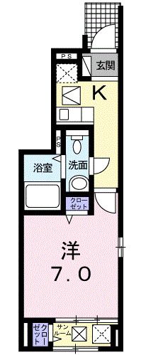 仙台市泉区西中山のアパートの間取り