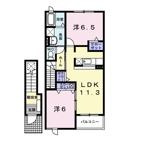 高岡市伏木本町のアパートの間取り