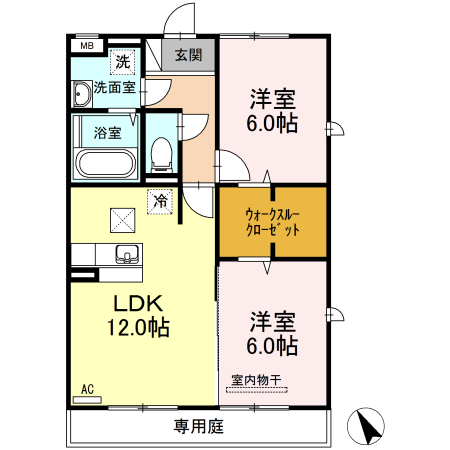 徳島市東吉野町のアパートの間取り