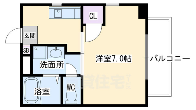 京都市中京区九町目のマンションの間取り