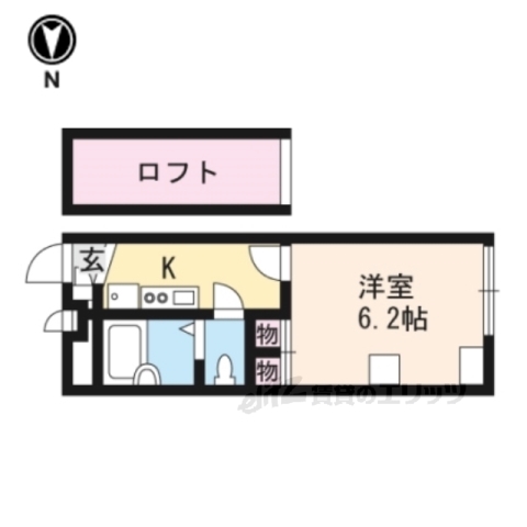 八幡市八幡軸のアパートの間取り