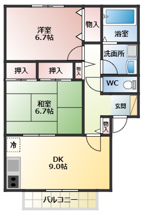 羽曳野市南古市のアパートの間取り