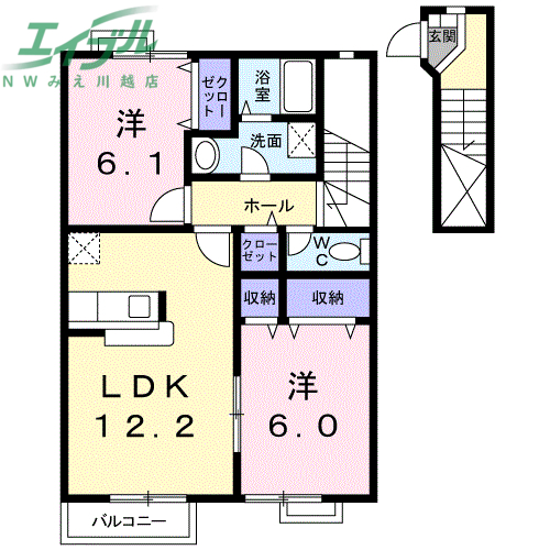 三重郡川越町大字亀須新田のアパートの間取り