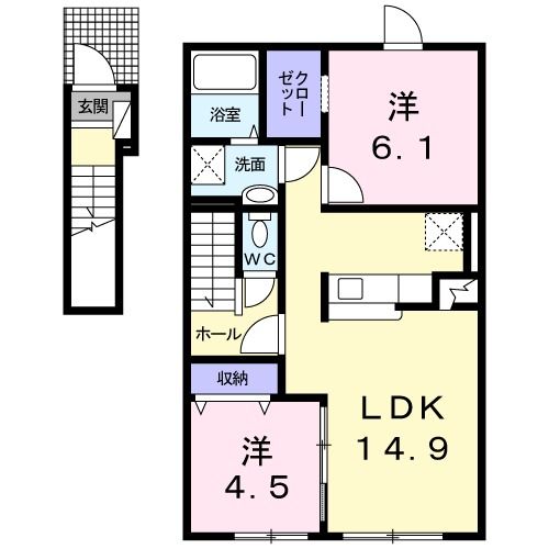 旭川市末広二条のアパートの間取り