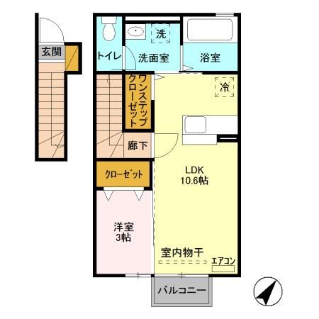 牛久市田宮のアパートの間取り