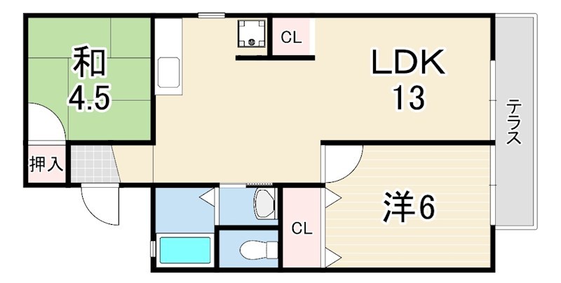 阪急伊丹線 伊丹駅 バス乗車時間：12分 最寄りバス停で下車 徒歩10分 2階建 築34年の間取り写真